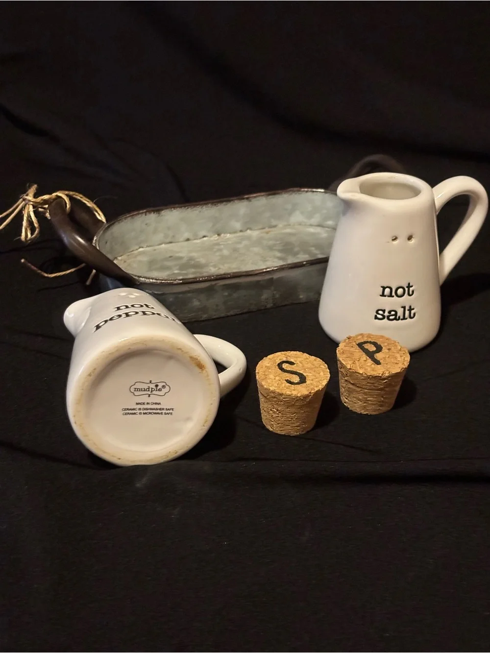 Mud Pie Not Salt and Pepper Caddy Set. Cottage Core.